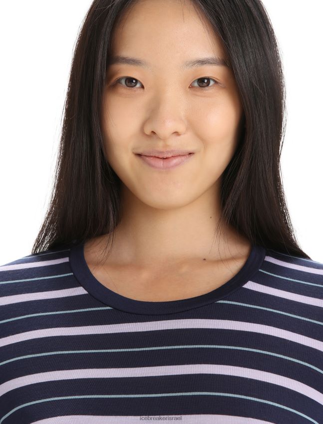 הַלבָּשָׁה Icebreaker חולצת טריקו עם שרוולים קצרים בגל מרינו מבט חצות צי/סגול נשים 42N8VN637