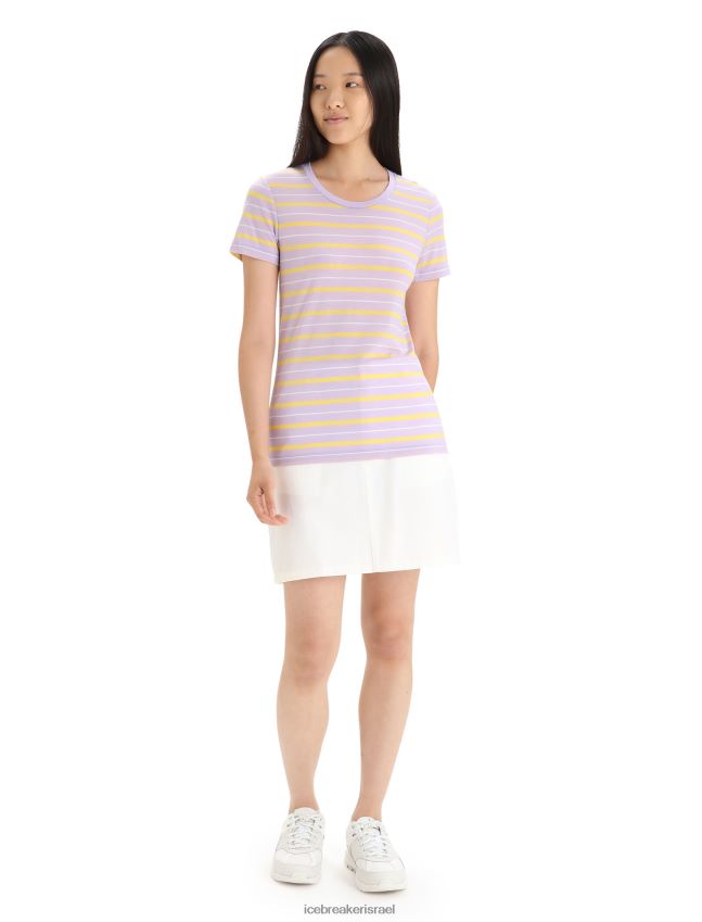 הַלבָּשָׁה Icebreaker חולצת טריקו עם שרוולים קצרים בגל מרינו מבט סגול/קיץ נשים 42N8VN638