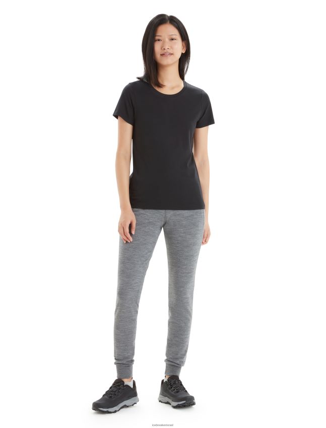 הַלבָּשָׁה Icebreaker חולצת טי שרוול קצר מכותנה טנסל שָׁחוֹר נשים 42N8VN639