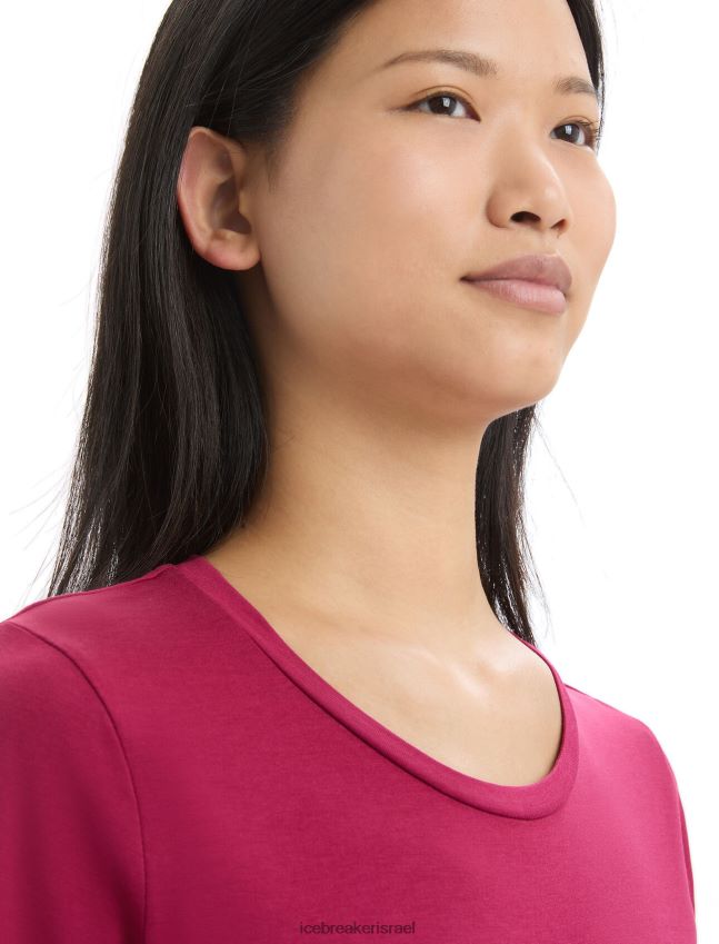 הַלבָּשָׁה Icebreaker חולצת טי שרוול קצר מכותנה טנסל דובדבן נשים 42N8VN641