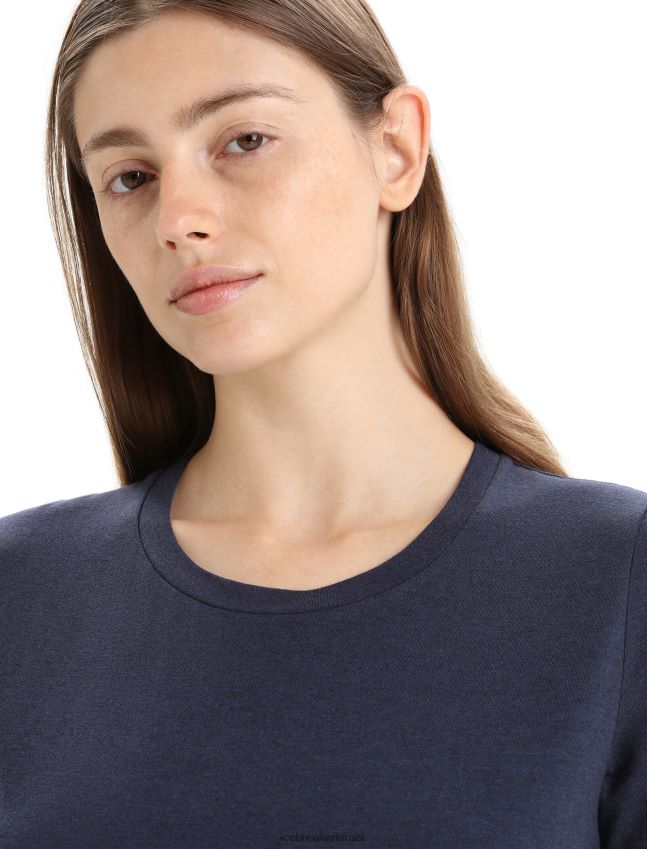 הַלבָּשָׁה Icebreaker טי שירט קלאסית מרינו מרכזית עם שרוולים קצרים צי חצות נשים 42N8VN653