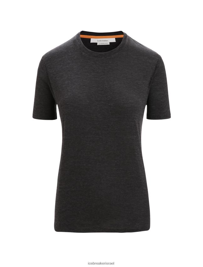 הַלבָּשָׁה Icebreaker חולצת טריקו עם שרוולים קצרים מפשתן מרינו שָׁחוֹר נשים 42N8VN674