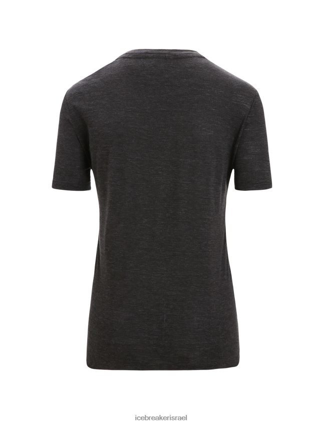 הַלבָּשָׁה Icebreaker חולצת טריקו עם שרוולים קצרים מפשתן מרינו שָׁחוֹר נשים 42N8VN674