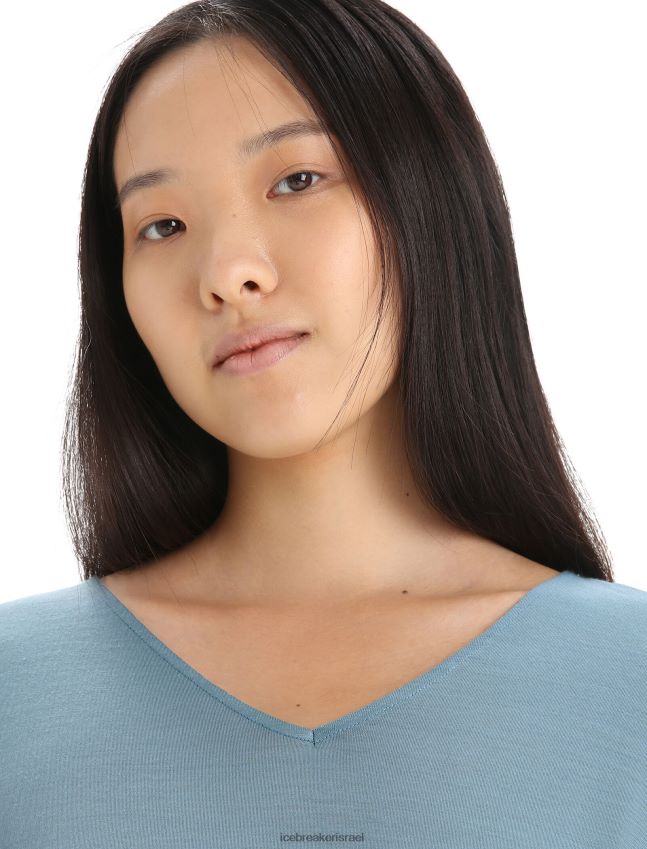 הַלבָּשָׁה Icebreaker טופ מרינו דריידן עם שרוולים קצרים הפיכים כחול אסטרלי נשים 42N8VN675