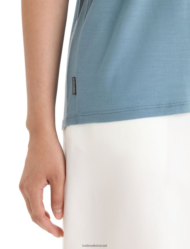 הַלבָּשָׁה Icebreaker טופ מרינו דריידן עם שרוולים קצרים הפיכים כחול אסטרלי נשים 42N8VN675
