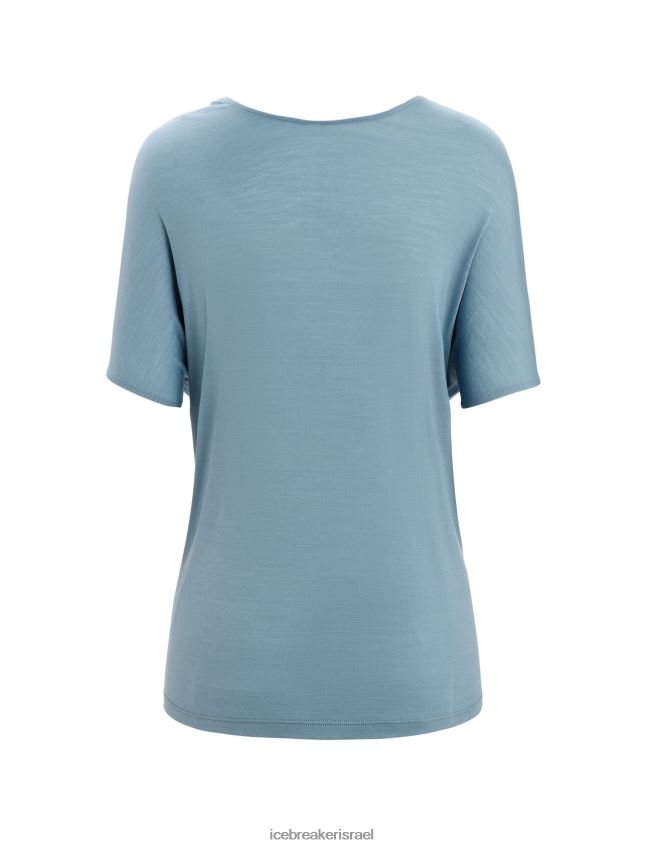 הַלבָּשָׁה Icebreaker טופ מרינו דריידן עם שרוולים קצרים הפיכים כחול אסטרלי נשים 42N8VN675