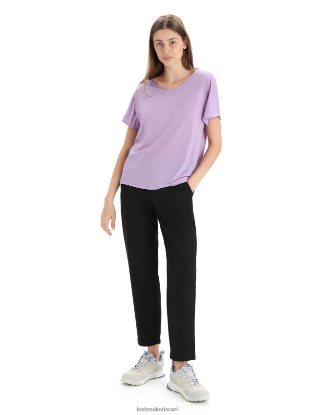 הַלבָּשָׁה Icebreaker טופ מרינו דריידן עם שרוולים קצרים הפיכים מבט סגול נשים 42N8VN676