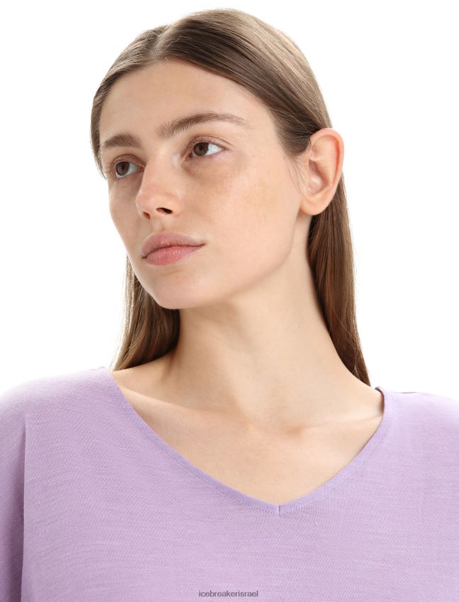 הַלבָּשָׁה Icebreaker טופ מרינו דריידן עם שרוולים קצרים הפיכים מבט סגול נשים 42N8VN676