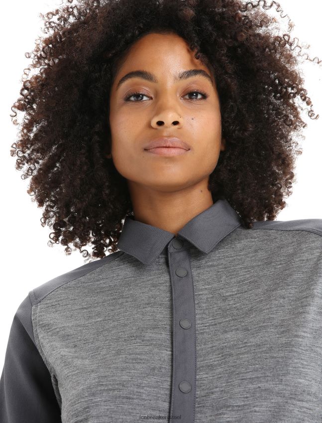 הַלבָּשָׁה Icebreaker טופ מרינו עם שרוול ארוך אברש גריט אבן/מונסון נשים 42N8VN693