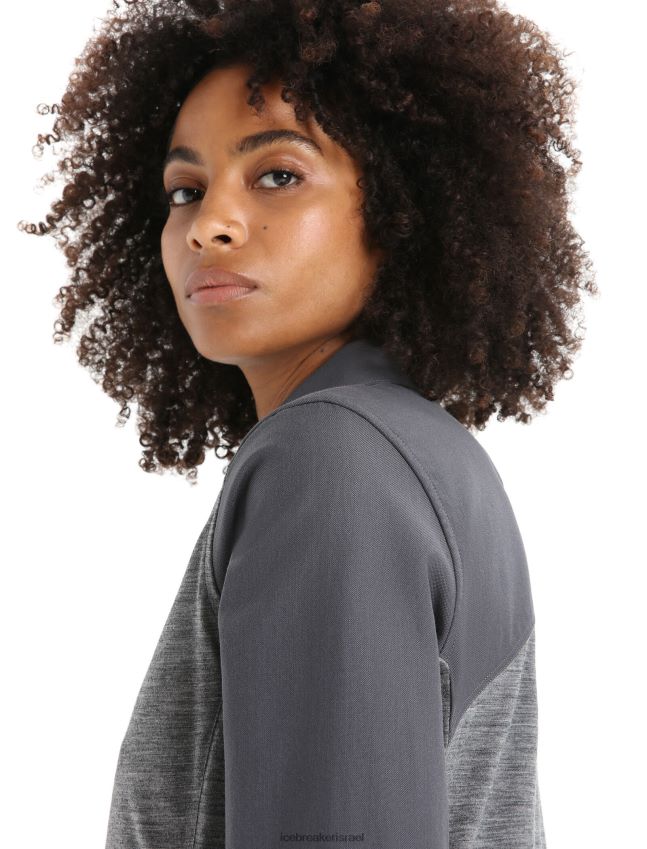 הַלבָּשָׁה Icebreaker טופ מרינו עם שרוול ארוך אברש גריט אבן/מונסון נשים 42N8VN693