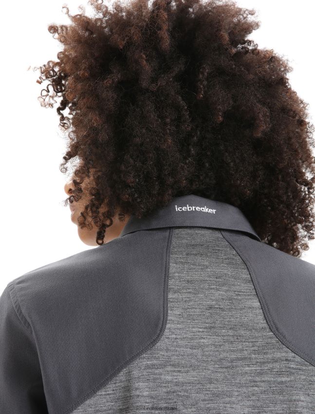 הַלבָּשָׁה Icebreaker טופ מרינו עם שרוול ארוך אברש גריט אבן/מונסון נשים 42N8VN693