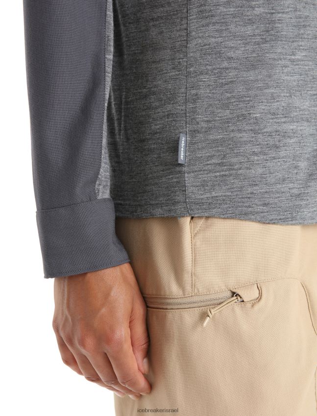 הַלבָּשָׁה Icebreaker טופ מרינו עם שרוול ארוך אברש גריט אבן/מונסון נשים 42N8VN693