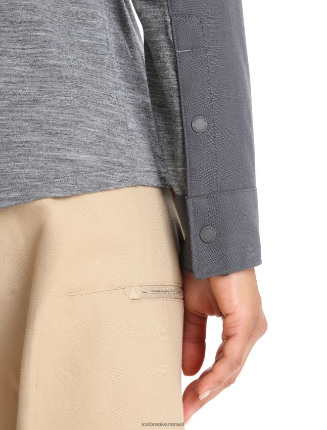 הַלבָּשָׁה Icebreaker טופ מרינו עם שרוול ארוך אברש גריט אבן/מונסון נשים 42N8VN693