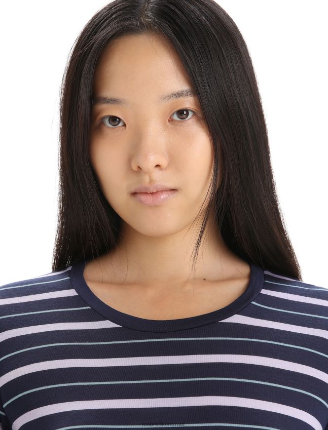 הַלבָּשָׁה Icebreaker חולצת טריקו עם שרוולים ארוכים בגל מרינו מבט חצות צי/סגול נשים 42N8VN695