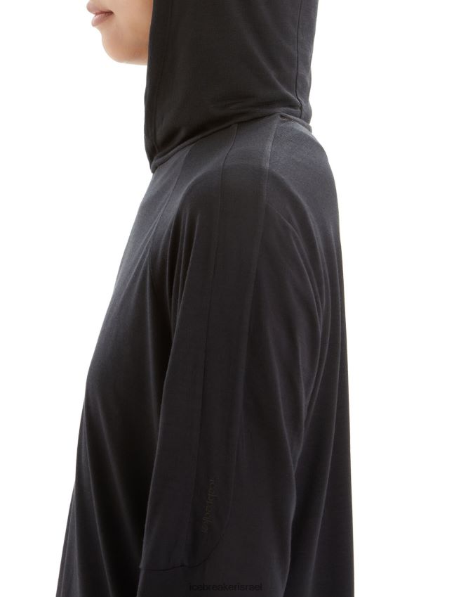 הַלבָּשָׁה Icebreaker קפוצ'ון מגניב לייט מרינו עם שרוולים ארוכים שָׁחוֹר נשים 42N8VN696