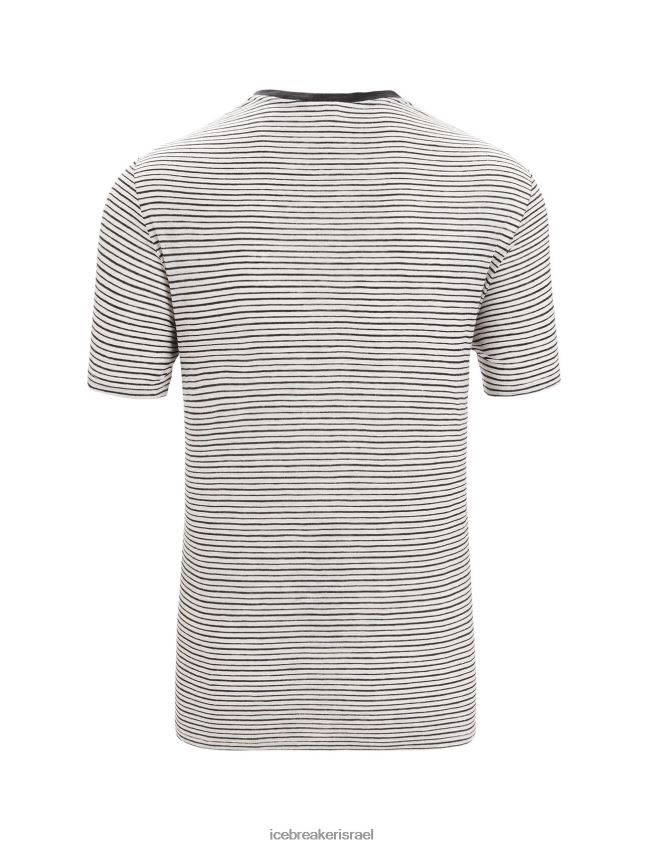 הַלבָּשָׁה Icebreaker פס חולצת טריקו עם שרוולים קצרים מפשתן מרינו שלג/שחור גברים 42N8VN69