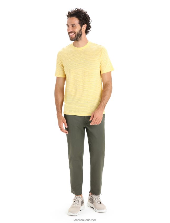 הַלבָּשָׁה Icebreaker פס חולצת טריקו עם שרוולים קצרים מפשתן מרינו קיץ/שלג גברים 42N8VN70