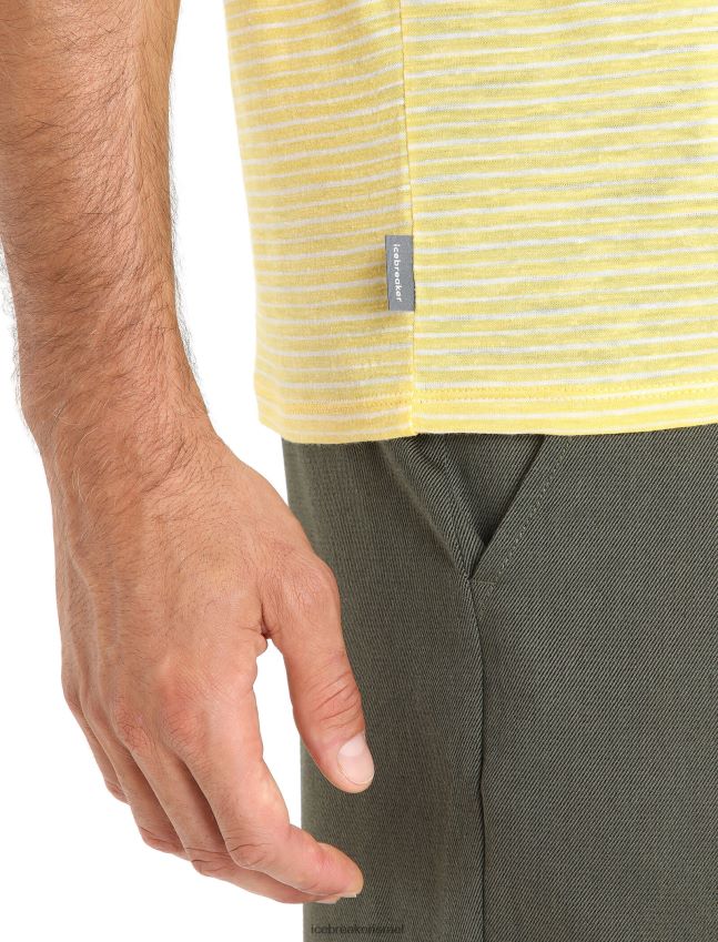 הַלבָּשָׁה Icebreaker פס חולצת טריקו עם שרוולים קצרים מפשתן מרינו קיץ/שלג גברים 42N8VN70