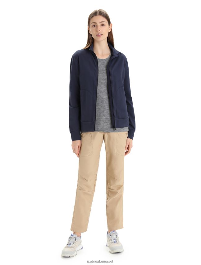 הַלבָּשָׁה Icebreaker סווטשירט מרינו סנטרל קלאסי עם שרוולים ארוכים עם רוכסן צי חצות נשים 42N8VN710