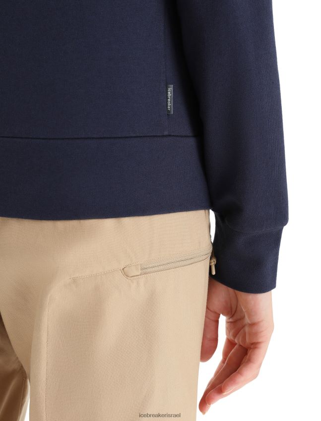 הַלבָּשָׁה Icebreaker סווטשירט מרינו סנטרל קלאסי עם שרוולים ארוכים עם רוכסן צי חצות נשים 42N8VN710