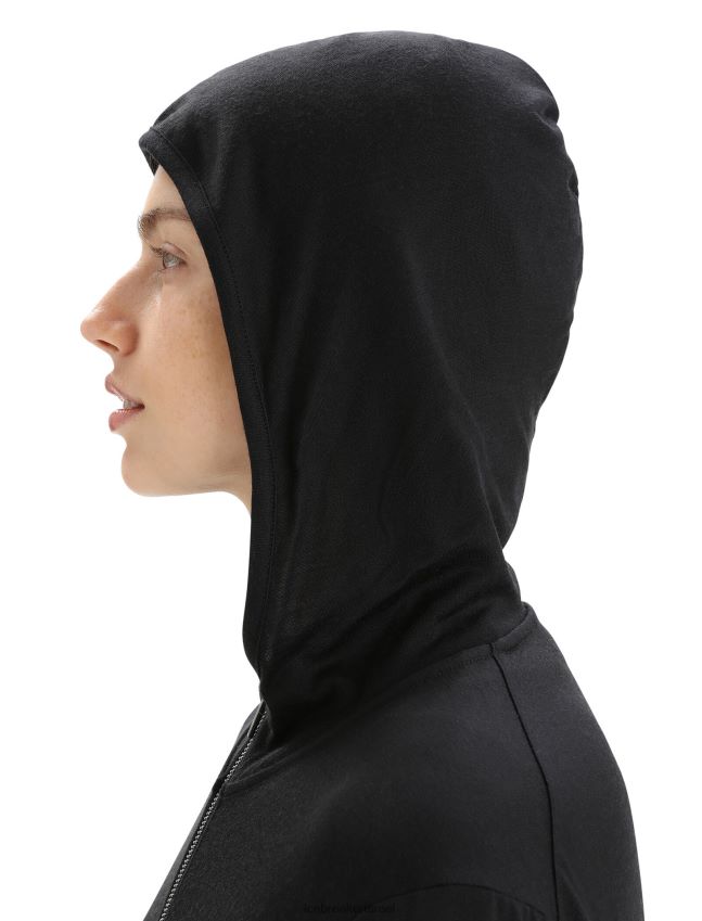 הַלבָּשָׁה Icebreaker קפוצ'ון עם רוכסן שרוולים ארוכים שָׁחוֹר נשים 42N8VN716