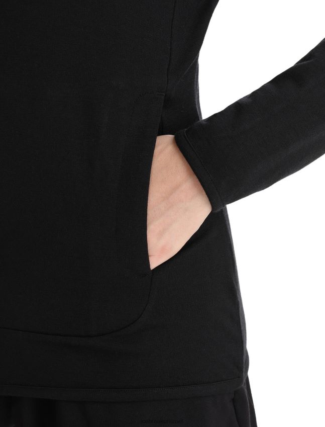 הַלבָּשָׁה Icebreaker קפוצ'ון עם רוכסן שרוולים ארוכים שָׁחוֹר נשים 42N8VN716