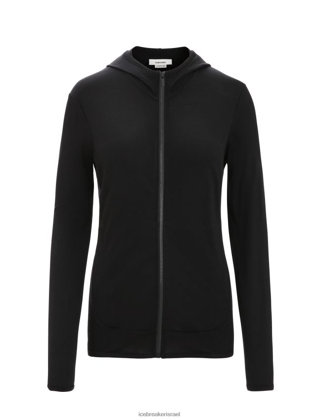 הַלבָּשָׁה Icebreaker קפוצ'ון עם רוכסן שרוולים ארוכים שָׁחוֹר נשים 42N8VN716