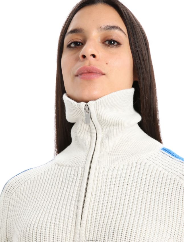 הַלבָּשָׁה Icebreaker סוודר מרינו לודג' עם שרוול ארוך חצי רוכסן אקרו אברש/לזוריט נשים 42N8VN838