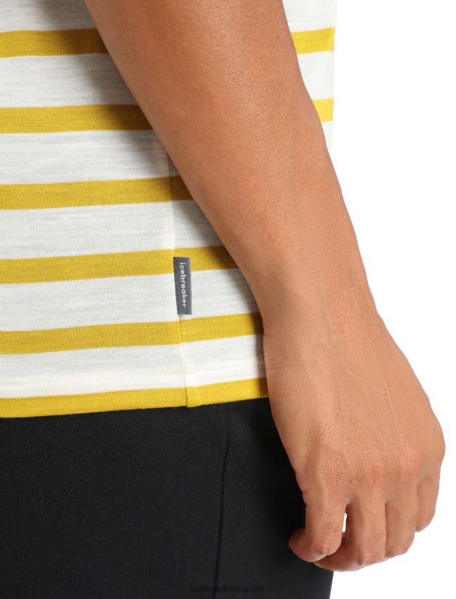 הַלבָּשָׁה Icebreaker מרינו דריידן פס עליון עם שרוולים קצרים הפיכים אקרו אברש/זהב שקט נשים 42N8VN847