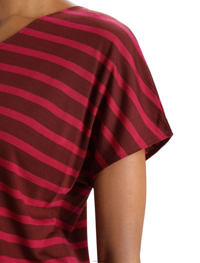 הַלבָּשָׁה Icebreaker מרינו דריידן פס עליון עם שרוולים קצרים הפיכים אספרסו/דובדבן נשים 42N8VN848