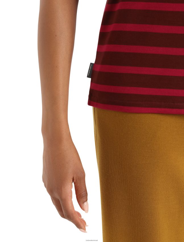 הַלבָּשָׁה Icebreaker מרינו דריידן פס עליון עם שרוולים קצרים הפיכים אספרסו/דובדבן נשים 42N8VN848