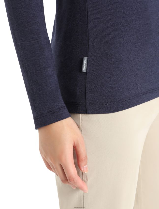 הַלבָּשָׁה Icebreaker שקיעה של חולצת טריקו עם שרוולים ארוכים קלאסית מרינו מרכזית צי חצות נשים 42N8VN850