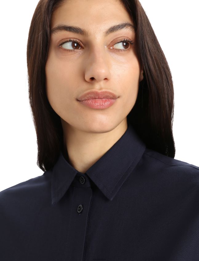 הַלבָּשָׁה Icebreaker חולצת מרינו ברלין עם שרוולים ארוכים צי חצות נשים 42N8VN887