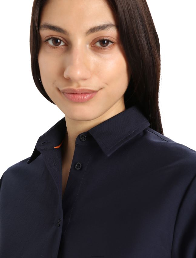 הַלבָּשָׁה Icebreaker חולצת מרינו ברלין עם שרוולים ארוכים צי חצות נשים 42N8VN887