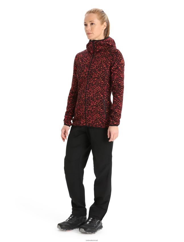 הַלבָּשָׁה Icebreaker ז'קט חזזית מרינו עם שרוול ארוך עם רוכסן דובדבן שחור נשים 42N8VN889