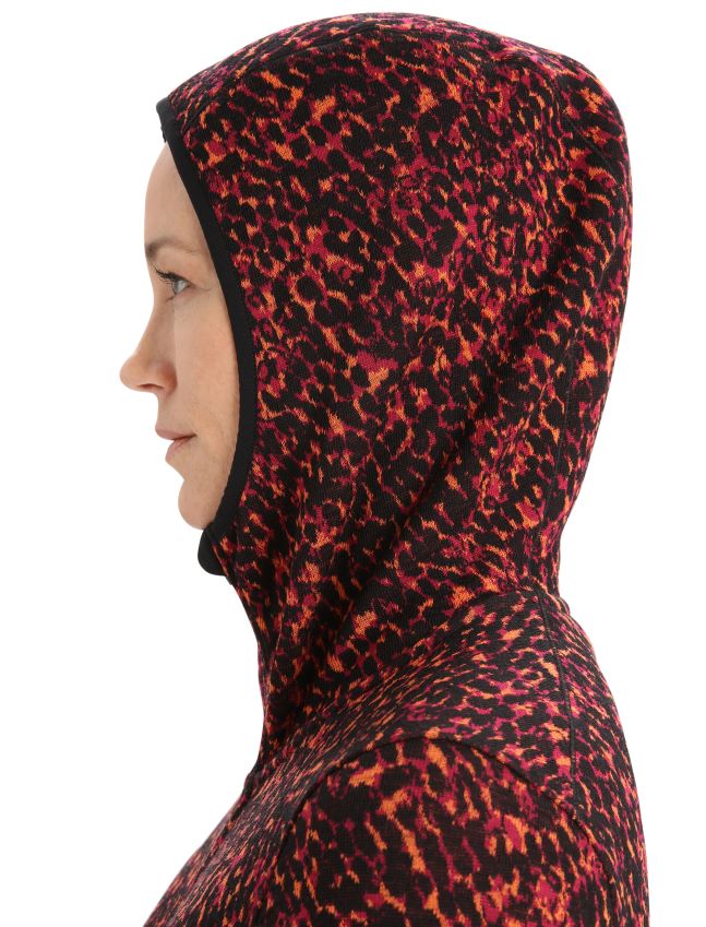 הַלבָּשָׁה Icebreaker ז'קט חזזית מרינו עם שרוול ארוך עם רוכסן דובדבן שחור נשים 42N8VN889