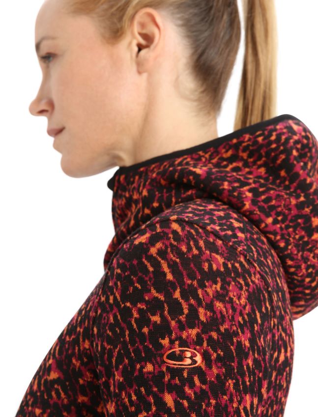 הַלבָּשָׁה Icebreaker ז'קט חזזית מרינו עם שרוול ארוך עם רוכסן דובדבן שחור נשים 42N8VN889