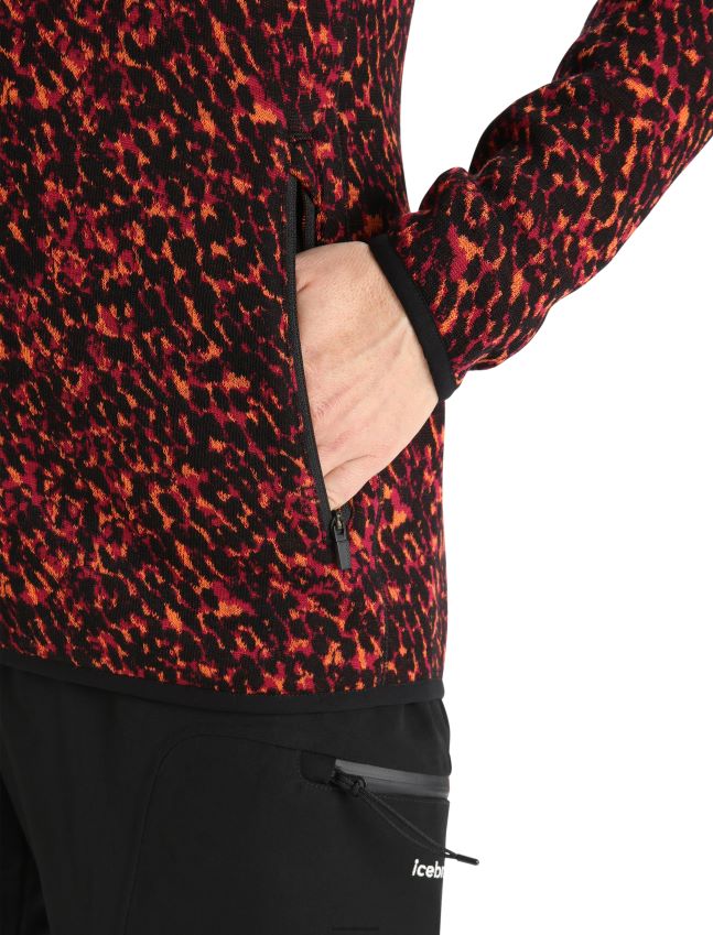 הַלבָּשָׁה Icebreaker ז'קט חזזית מרינו עם שרוול ארוך עם רוכסן דובדבן שחור נשים 42N8VN889