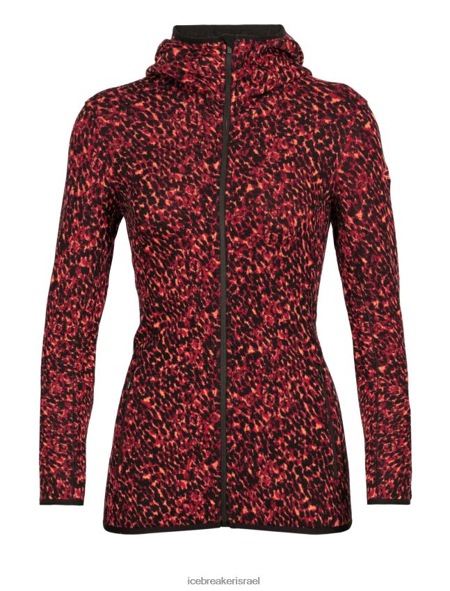 הַלבָּשָׁה Icebreaker ז'קט חזזית מרינו עם שרוול ארוך עם רוכסן דובדבן שחור נשים 42N8VN889