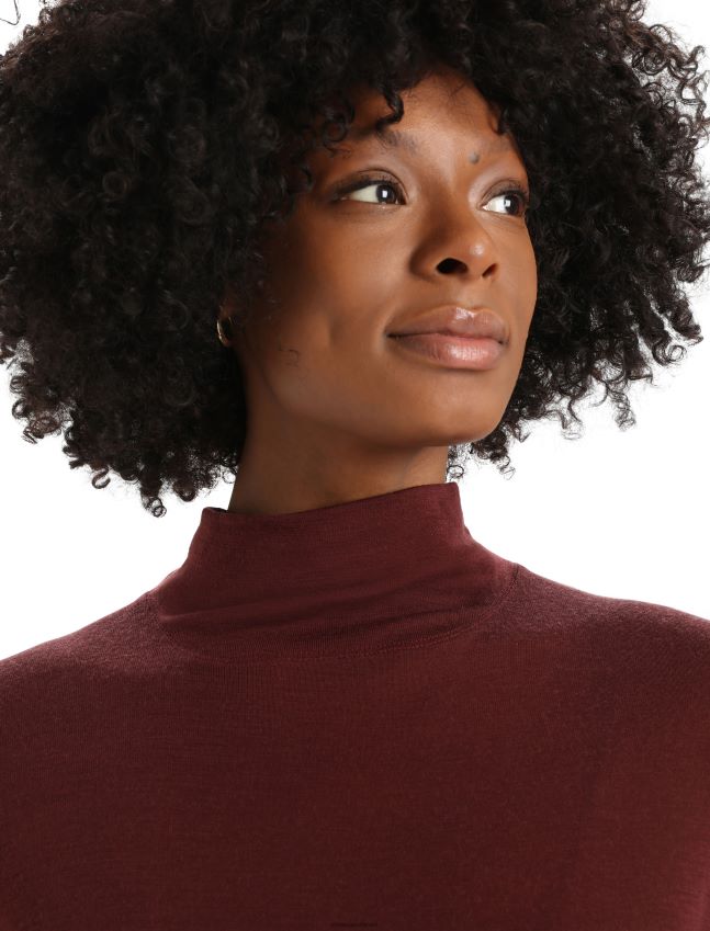 הַלבָּשָׁה Icebreaker בגד גוף מרינו קווינס עם שרוול ארוך גבוה אספרסו נשים 42N8VN915