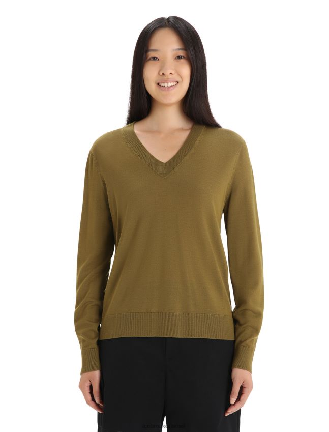 הַלבָּשָׁה Icebreaker סוודר מרינו וילקוקס עם שרוולים ארוכים עם צווארון V אַצוֹת נשים 42N8VN722