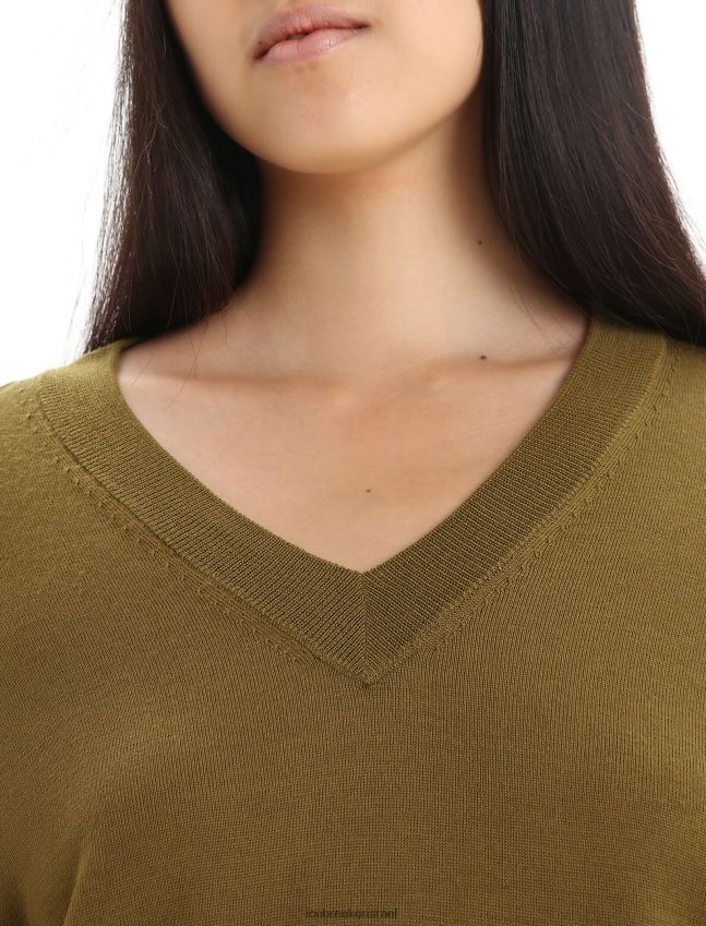 הַלבָּשָׁה Icebreaker סוודר מרינו וילקוקס עם שרוולים ארוכים עם צווארון V אַצוֹת נשים 42N8VN722