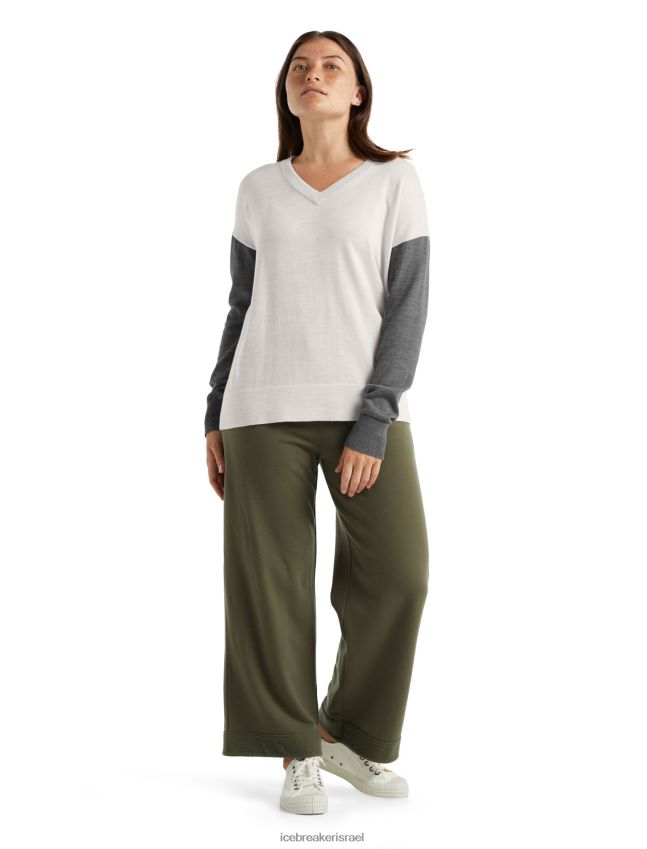 הַלבָּשָׁה Icebreaker סוודר עם צווארון V אברש אקרו/אברש אבן נשים 42N8VN875