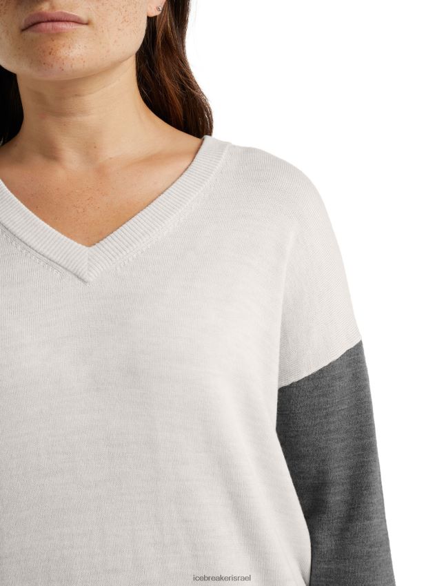 הַלבָּשָׁה Icebreaker סוודר עם צווארון V אברש אקרו/אברש אבן נשים 42N8VN875