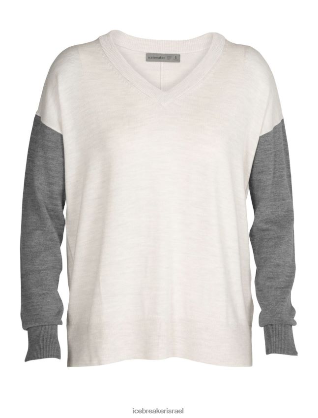 הַלבָּשָׁה Icebreaker סוודר עם צווארון V אברש אקרו/אברש אבן נשים 42N8VN875
