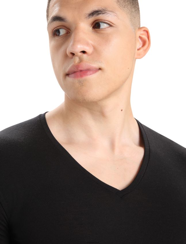 הַלבָּשָׁה Icebreaker מרינו anatomica חולצת טריקו עם שרוולים קצרים עם צווארון V שָׁחוֹר גברים 42N8VN123