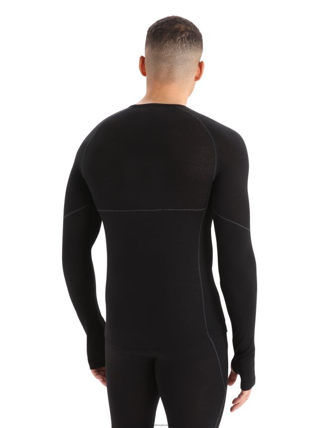 הַלבָּשָׁה Icebreaker bodyfitzone merino 150 אזור שרוולים ארוכים Crewe תרמי העליון שָׁחוֹר גברים 42N8VN173