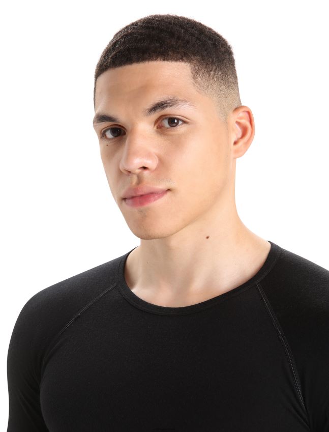 הַלבָּשָׁה Icebreaker bodyfitzone merino 150 אזור שרוולים ארוכים Crewe תרמי העליון שָׁחוֹר גברים 42N8VN173