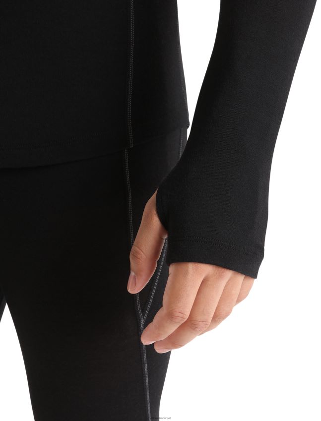 הַלבָּשָׁה Icebreaker bodyfitzone merino 150 אזור שרוולים ארוכים Crewe תרמי העליון שָׁחוֹר גברים 42N8VN173