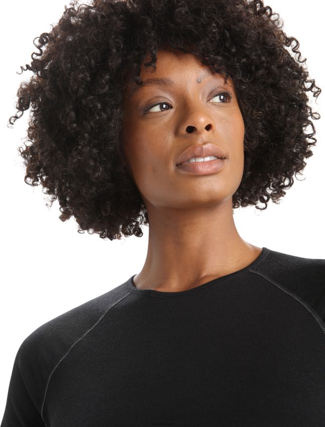 הַלבָּשָׁה Icebreaker bodyfitzone merino 150 אזור שרוולים קצרים Crewe תרמי העליון שָׁחוֹר נשים 42N8VN567